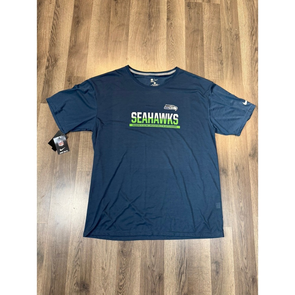 Nike NFL Seattle Seahawks T-Shirt Mens 2XL Navy Blue Graphic Tee NEW SKU205